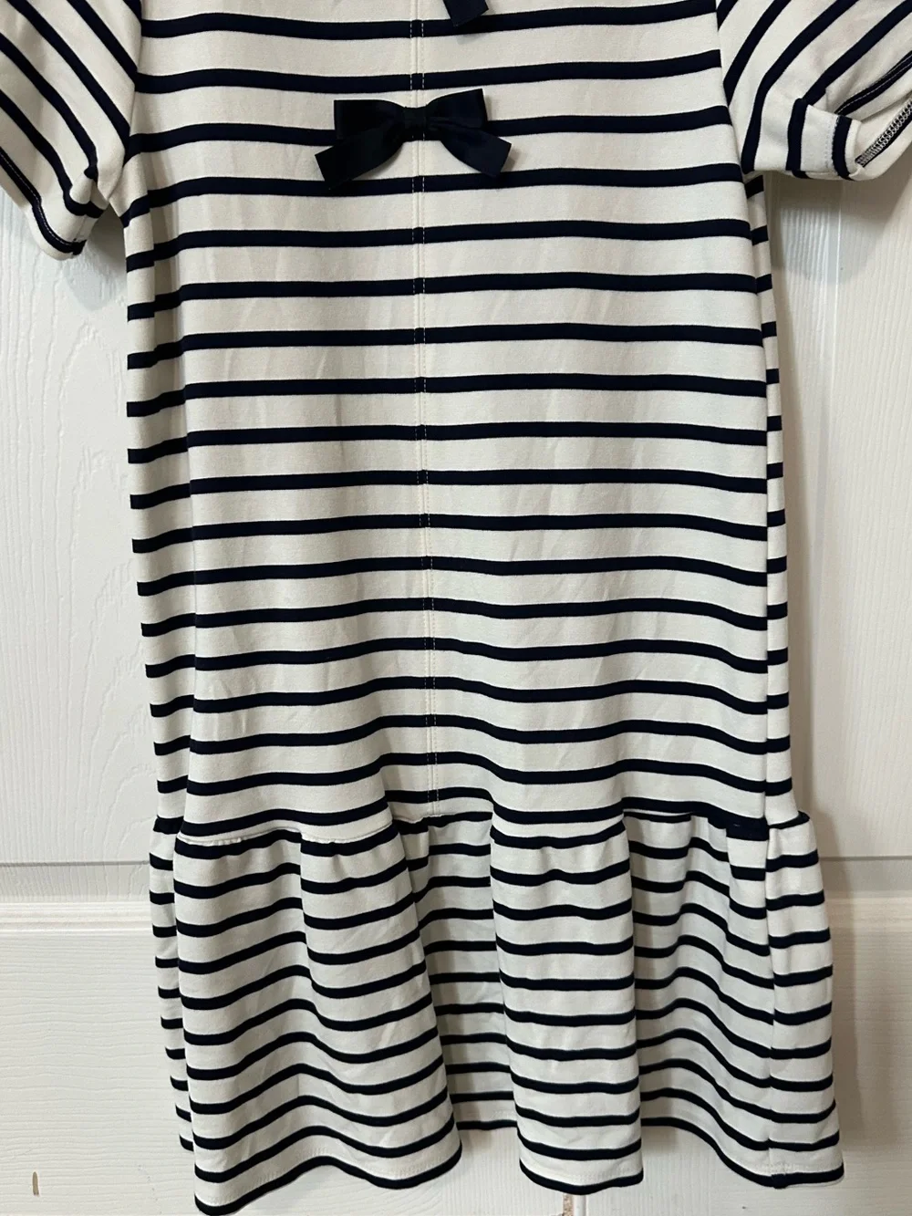H&M - Navy & White Striped Bow-Accent Dress